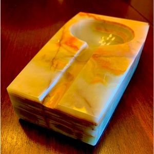 Vintage Cigar Ashtray, Rare Color Zebra Marble, Honduran in Origin